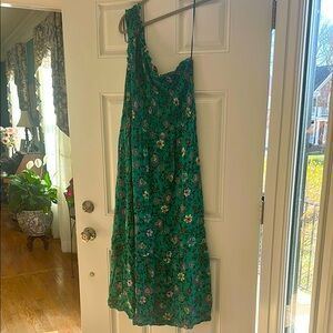 Knox Rose Vibrant Green Floral One-Shoulder Dress